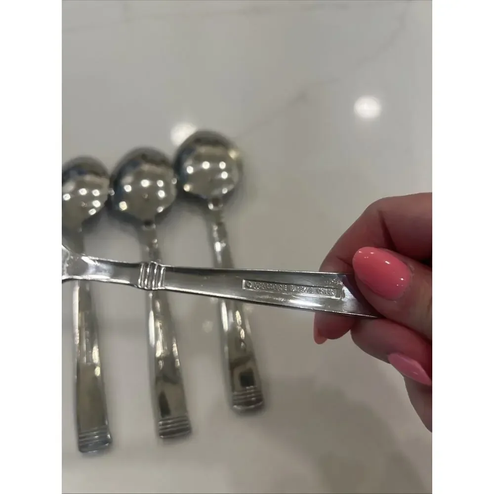 Vtg‎ Wallace NAPOLI-FROST Stainless 18/10 Set of 4 Flatware 7” Dessert Spoons